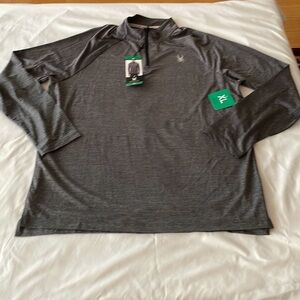 NWT! Spyder Active Men's 4 Way Stretch 1/4 Zip Pullover, Gray, Size  XL